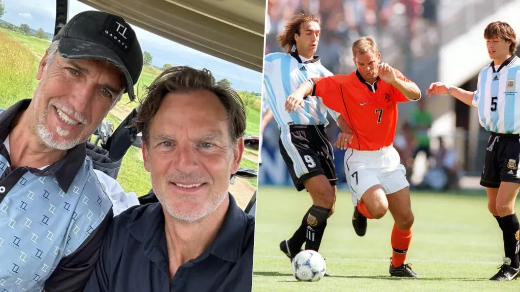 Gabriel Batistuta y Ronald De Boer. Una diferencia de 26 años entre una imagen y otra.