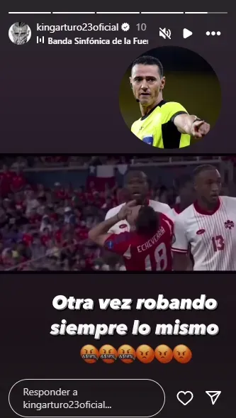 La historia de Instagram de Arturo Vidal (Instagram @kingarturo23oficial).