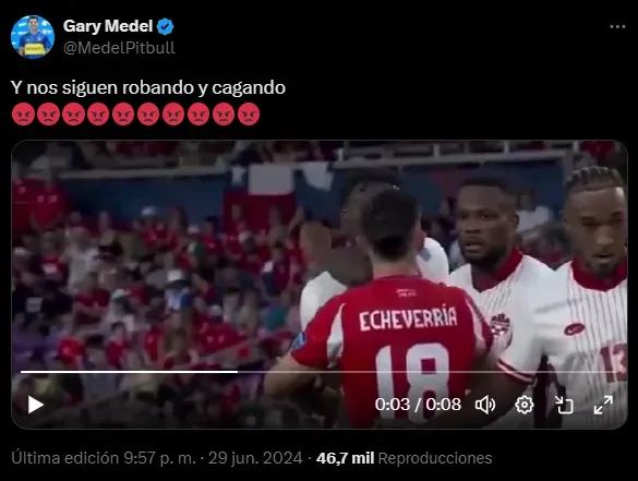 La publicación de Gary Medel contra el arbitraje (X @MedelPitbull).
