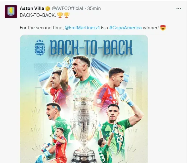 Posteo del Aston Villa.