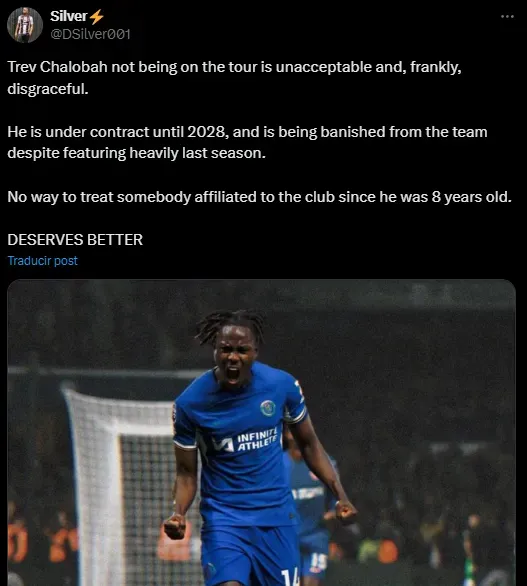 Cuestionan la situación de Trevoh Chalobah (X @DSilver001).