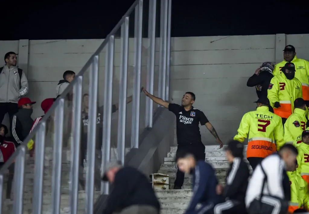 Hinchas de River y Colo Colo en la Centenario Alta en la Libertadores 2022. (Foto: Getty).