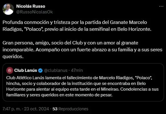 Fuente: X @RussoNicolasOk