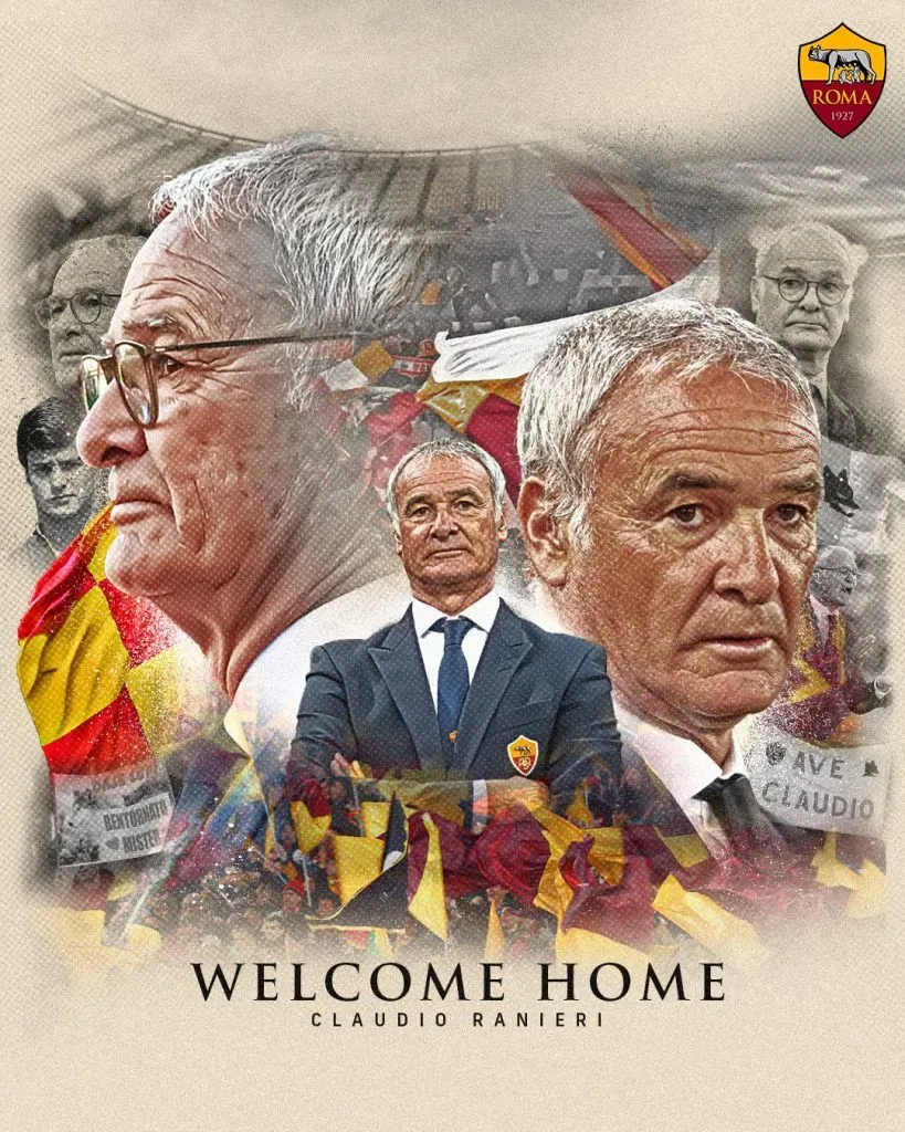 Roma confirmó a Claudio Ranieri (X @OfficialASRoma).