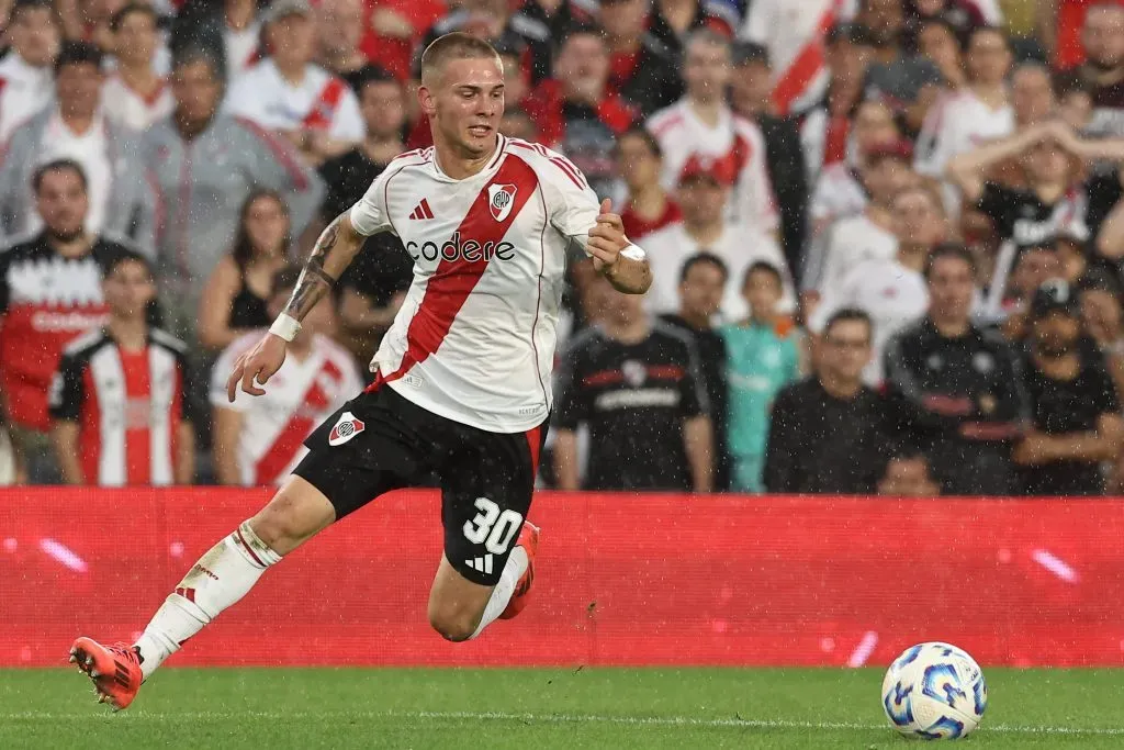 Franco Mastantuono en acción.