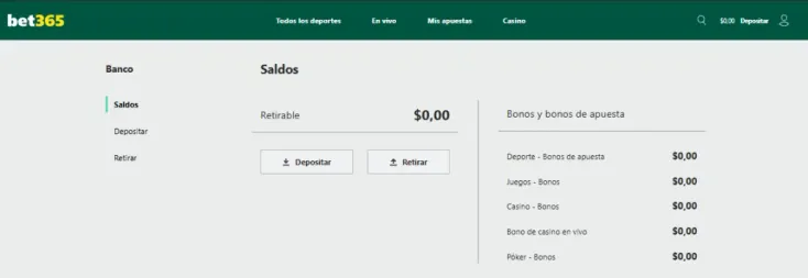 Captura realizada desde la web de bet365 el 07/01/2025