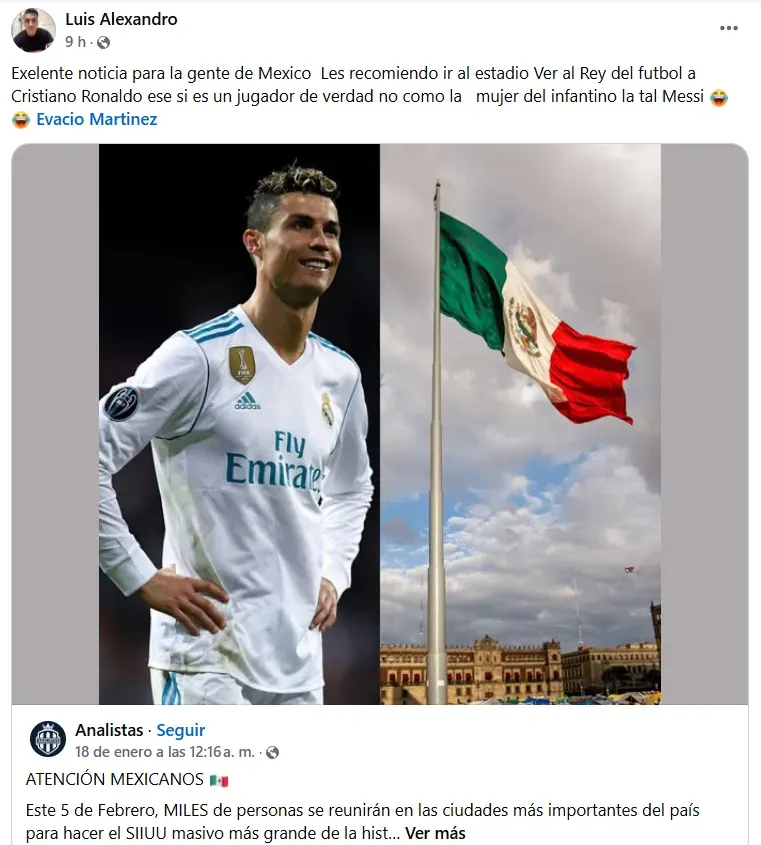 Las publicaciones en redes con las que en México se autoconvocan para el día del cumpleaños de CR7.