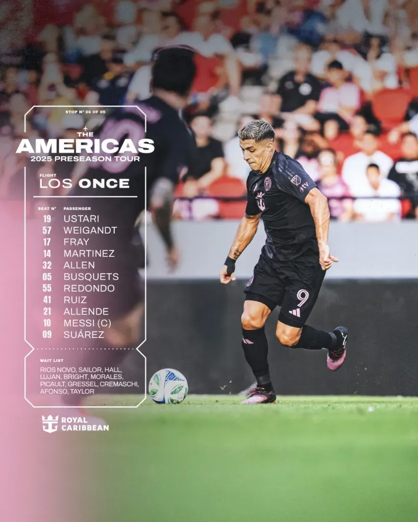 La alineación titular de Inter Miami en Honduras con Messi desde el arranque (X @InterMiamiCF).