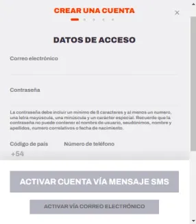 Pantalla de registro donde se pone el código de bono BetWarrior