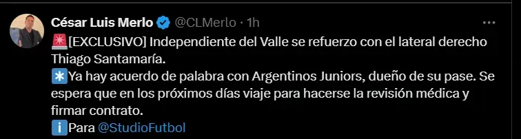 Posteo de César Luis Merlo.