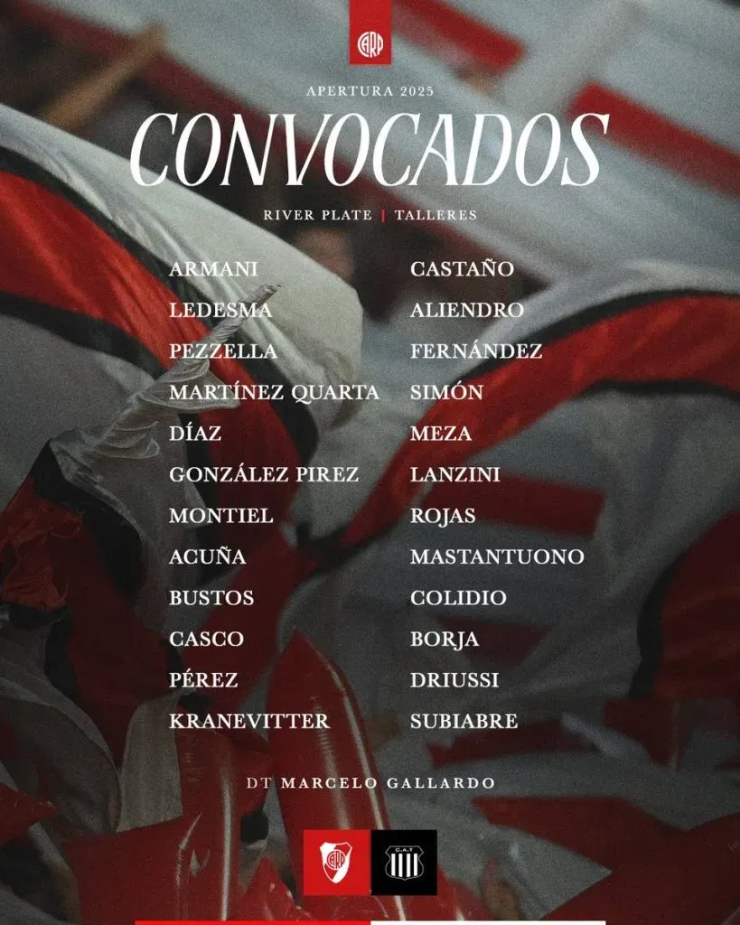 Los convocados de River. (Foto: Prensa River)