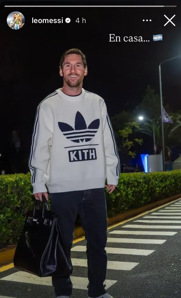 La historia de Messi en su cuenta de Instagram tras llegar al país y sumarse a la Selección.