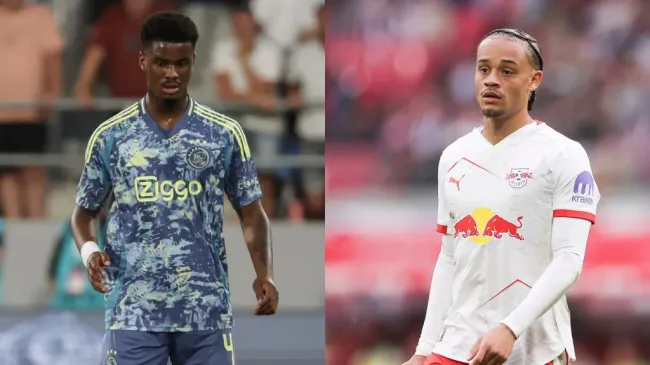 Jorrel Hato y Xavi Simons, futbolistas que pretende fichar Chelsea en este mercado de pases. (Getty Images)