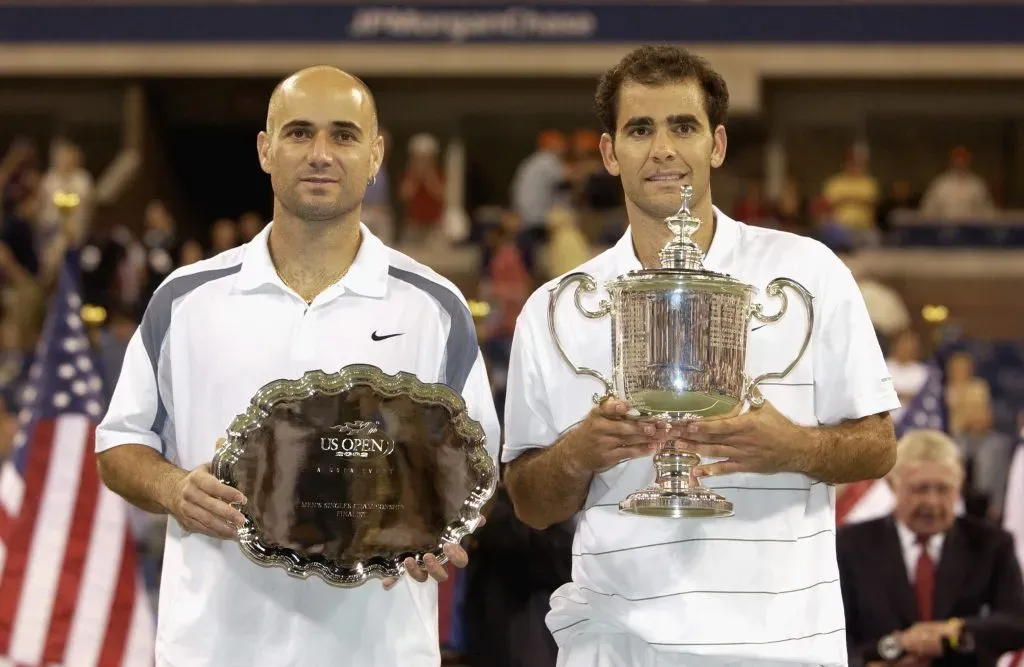 Agassi y Sampras tras la final del US Open 2002. (Foto: Getty).