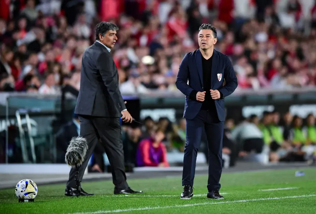 Marcelo Gallardo, durante la derrota de River ante Deportivo Riestra. (Getty Images)