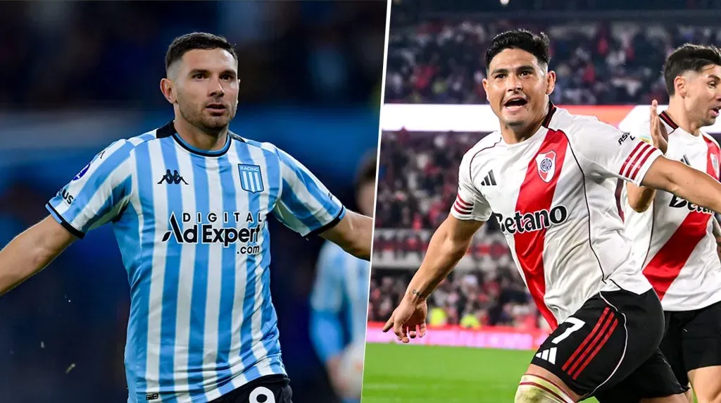 Adrián Maravilla Martínez y Maximiliano Salas, los protagonistas del cruce entre Racing y River. (Foto: Getty)