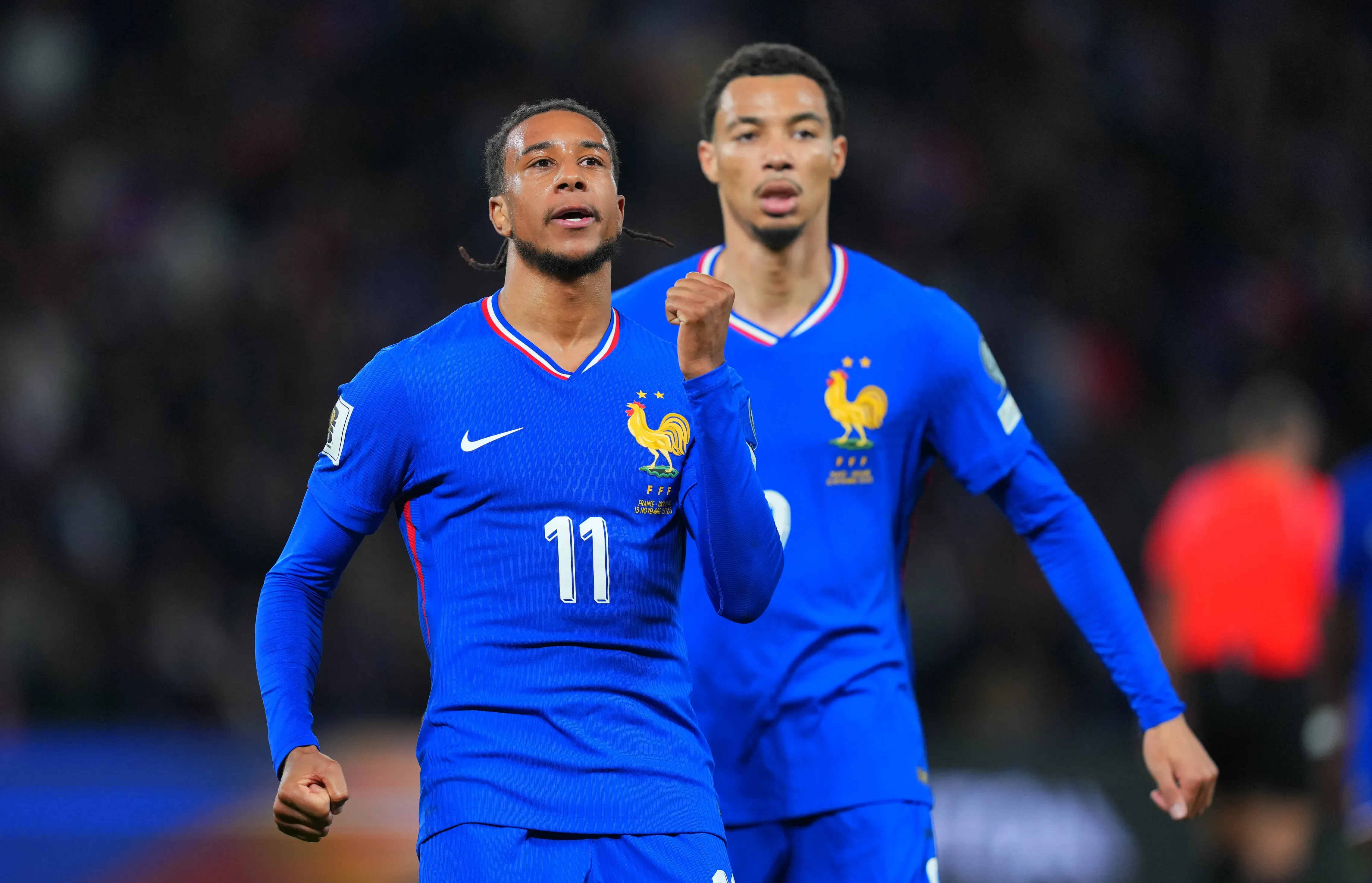 Michael Olise y Hugo Ekitike, delanteros de Francia. (Getty Images)