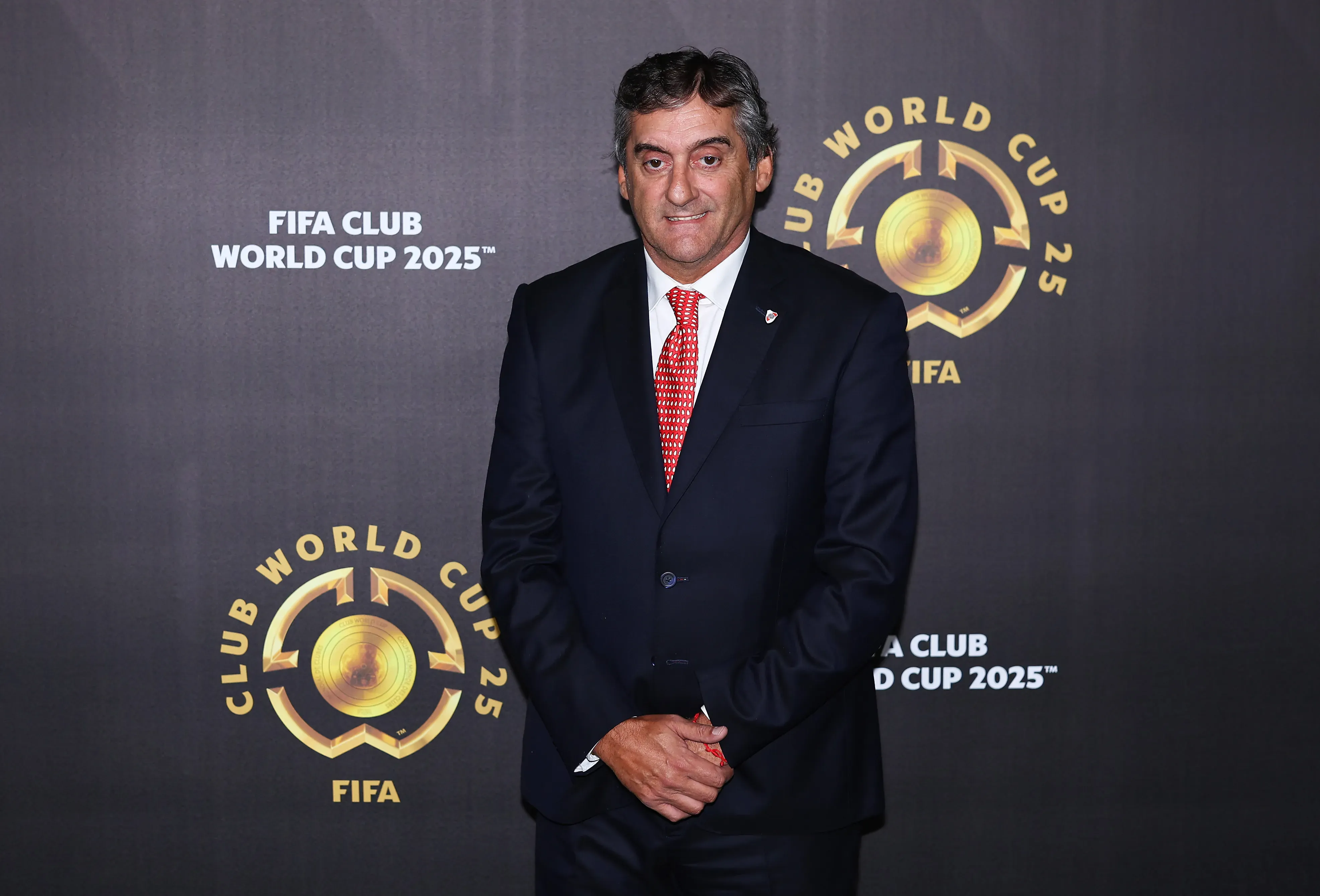 MIAMI, FLORIDA – DECEMBER 05: Sports Director of River Plate Enzo Francescoli arrives ahead of the 2025 FIFA Club World Cup Draw at Telemundo Studios on December 05, 2024 in Miami, Florida. (Photo by Brennan Asplen/Getty Images)