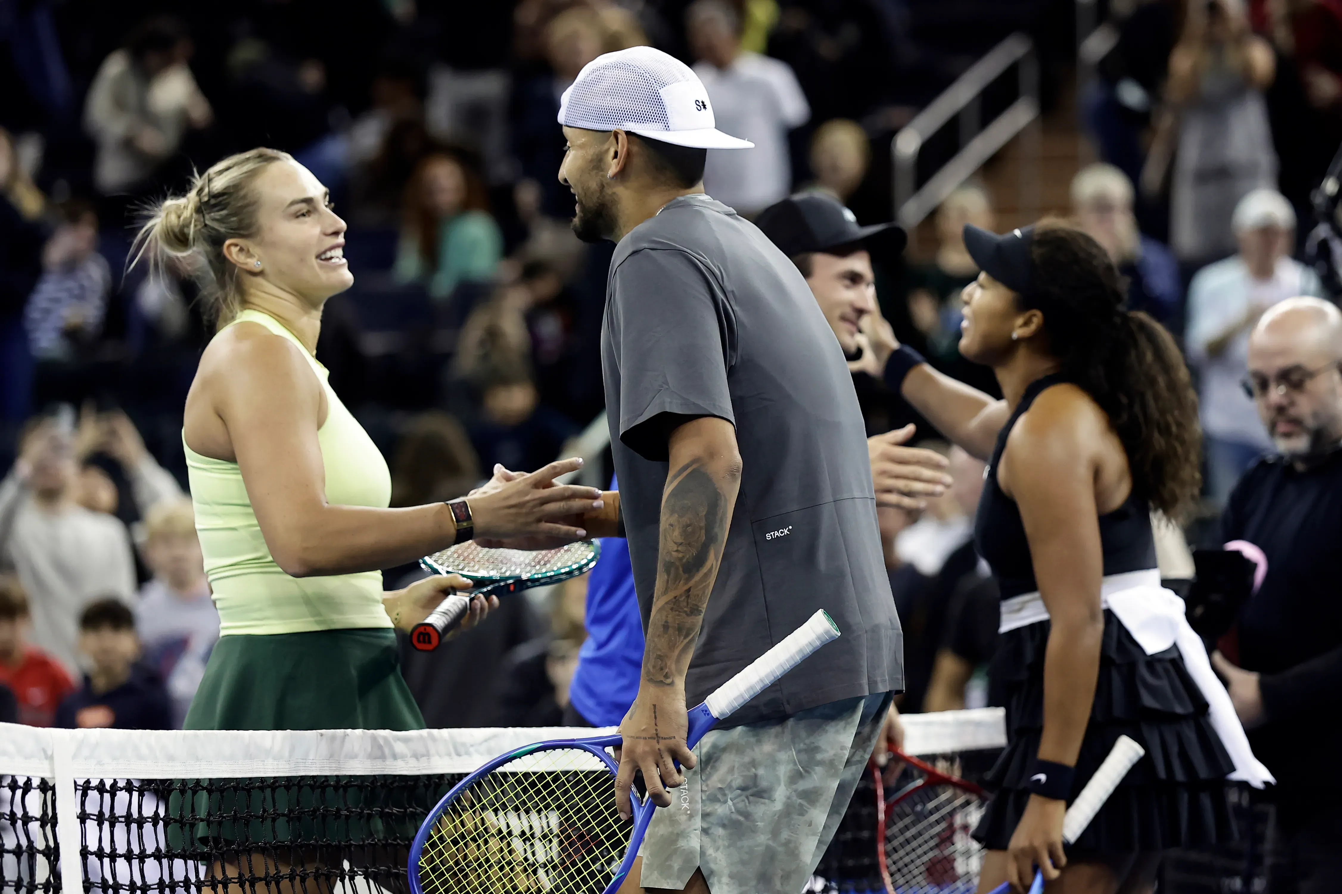 Sabalenka ya fue rival de Kyrgios en dobles mixtos, en New York. (Getty).