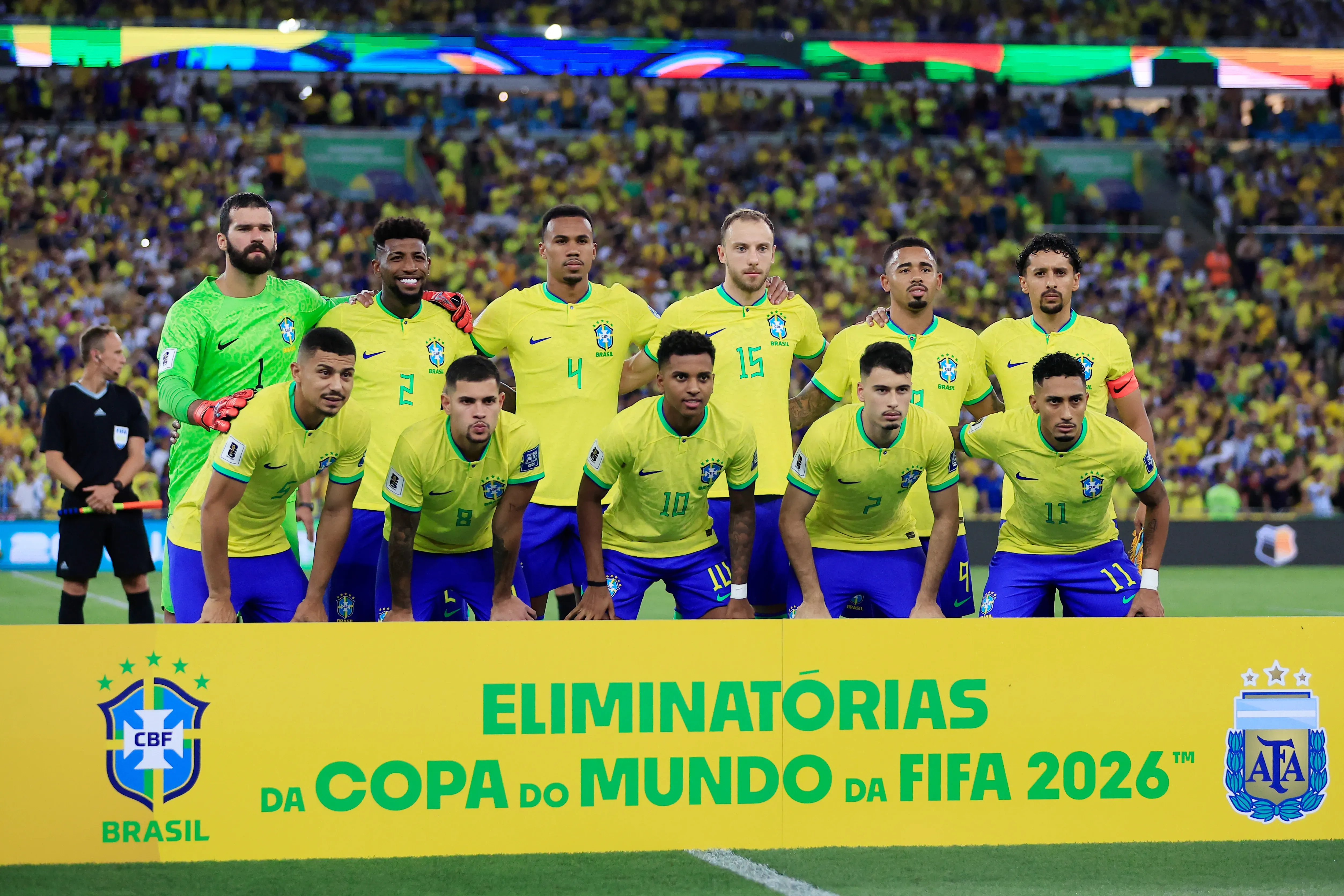 El equipo titular de Brasil ante Argentina por las Eliminatorias al Mundial 2026. (Getty Images)