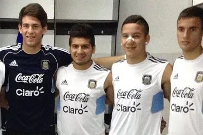 En la Selección, con otros compañeros de River: Morán Correa, Driussi y Mammana.