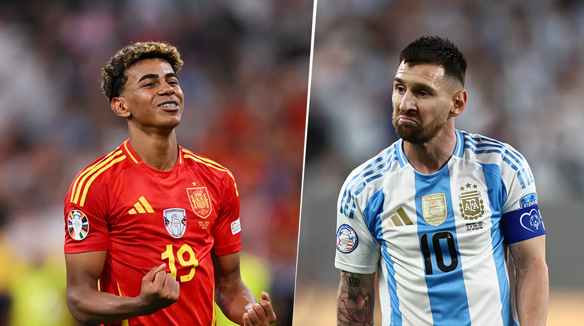 Lamine Yamal y Lionel Messi, máximas figuras de España y Argentina. (Getty Images)