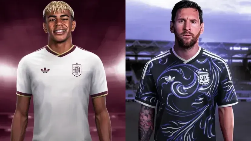 Así serán las camisetas suplentes de España y Argentina.