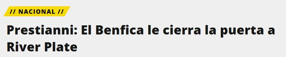 El título de A Bola sobre las negociaciones entre Benfica y River por Prestianni.