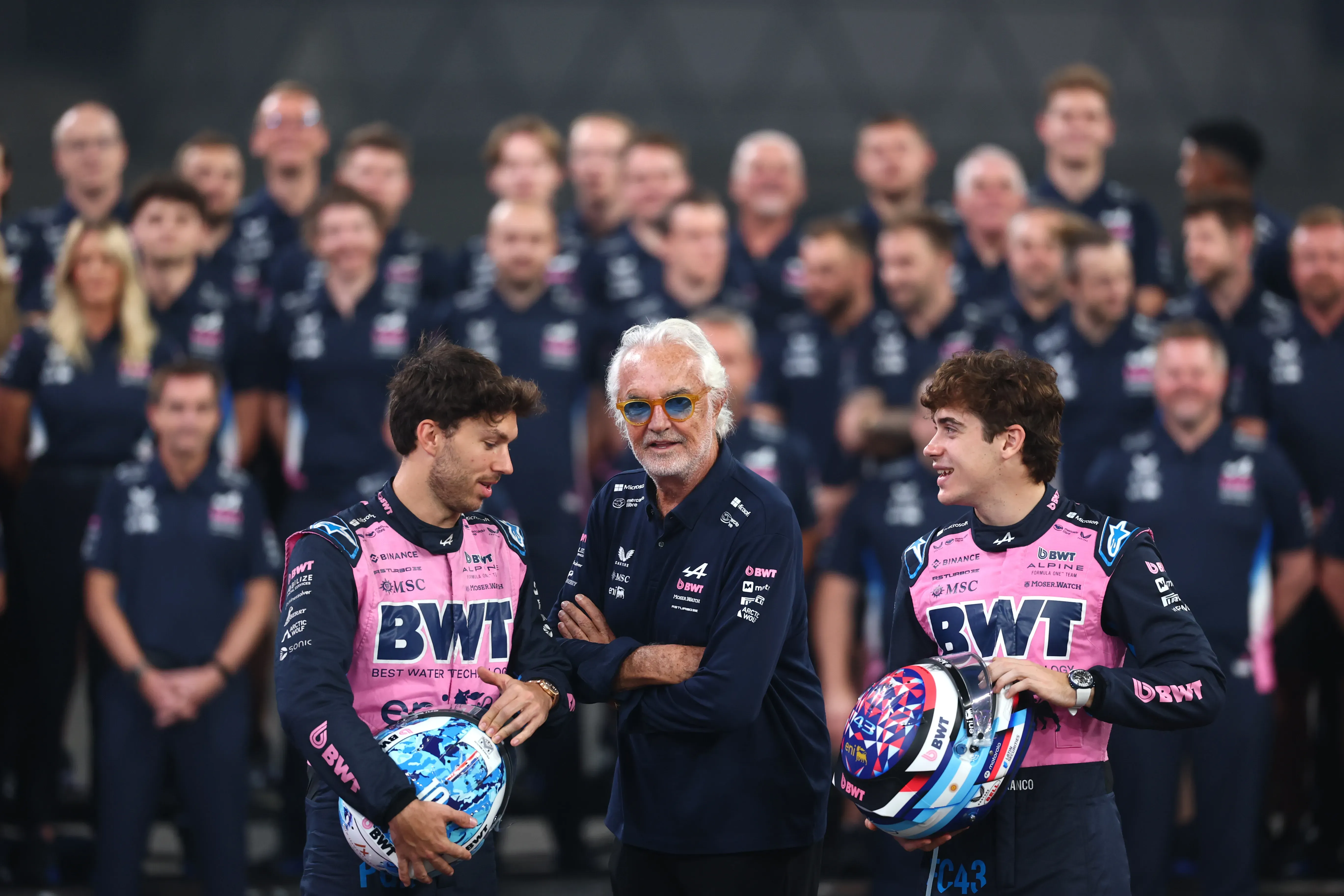 Gasly, Briatore y Colapinto, el tridente con el que Alpine se ilusiona de cara a 2026 (Getty Images).