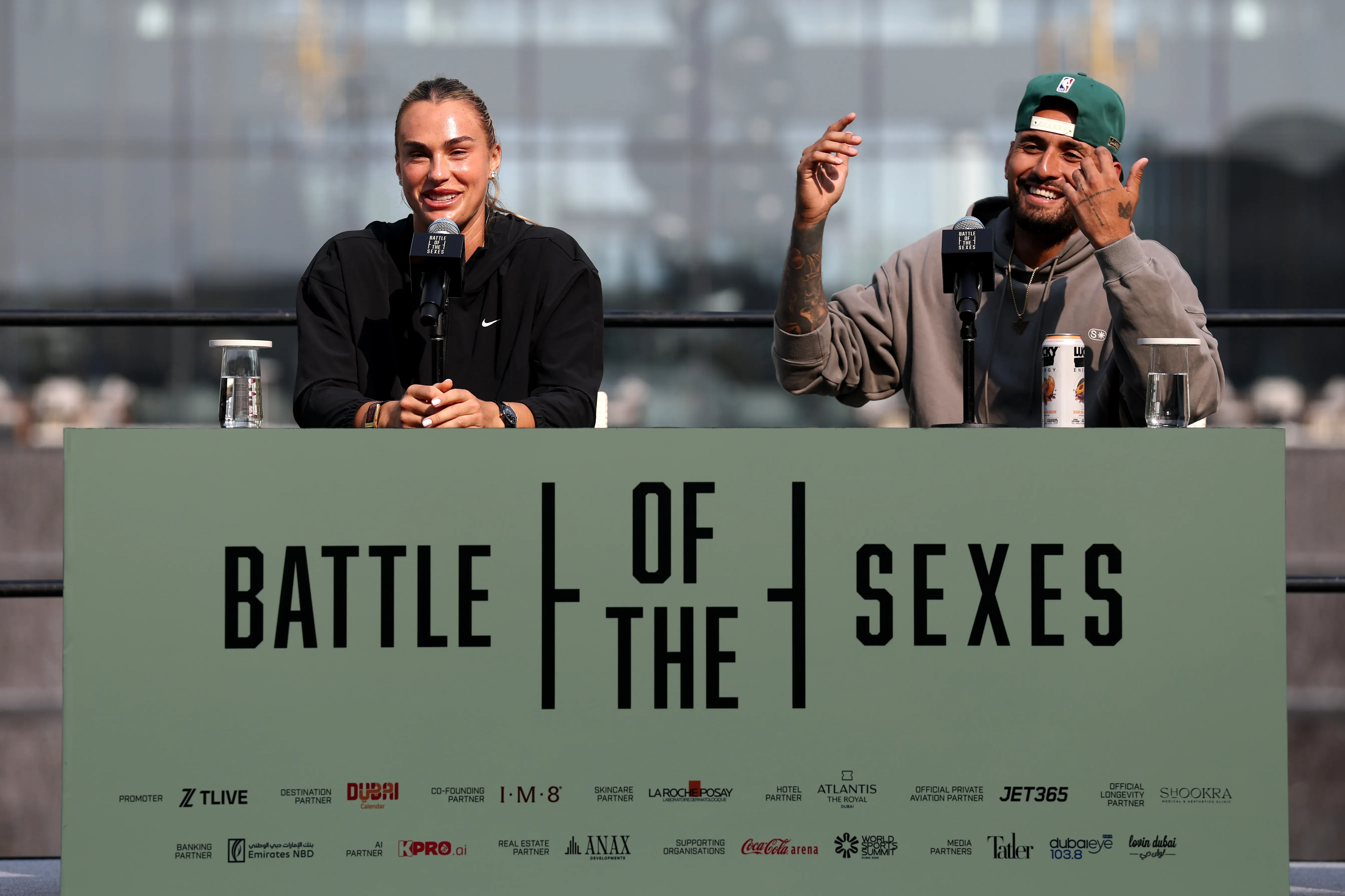 Sabalenka y Kyrgios brindaron una conferencia de prensa antes del evento. (Foto: Getty).