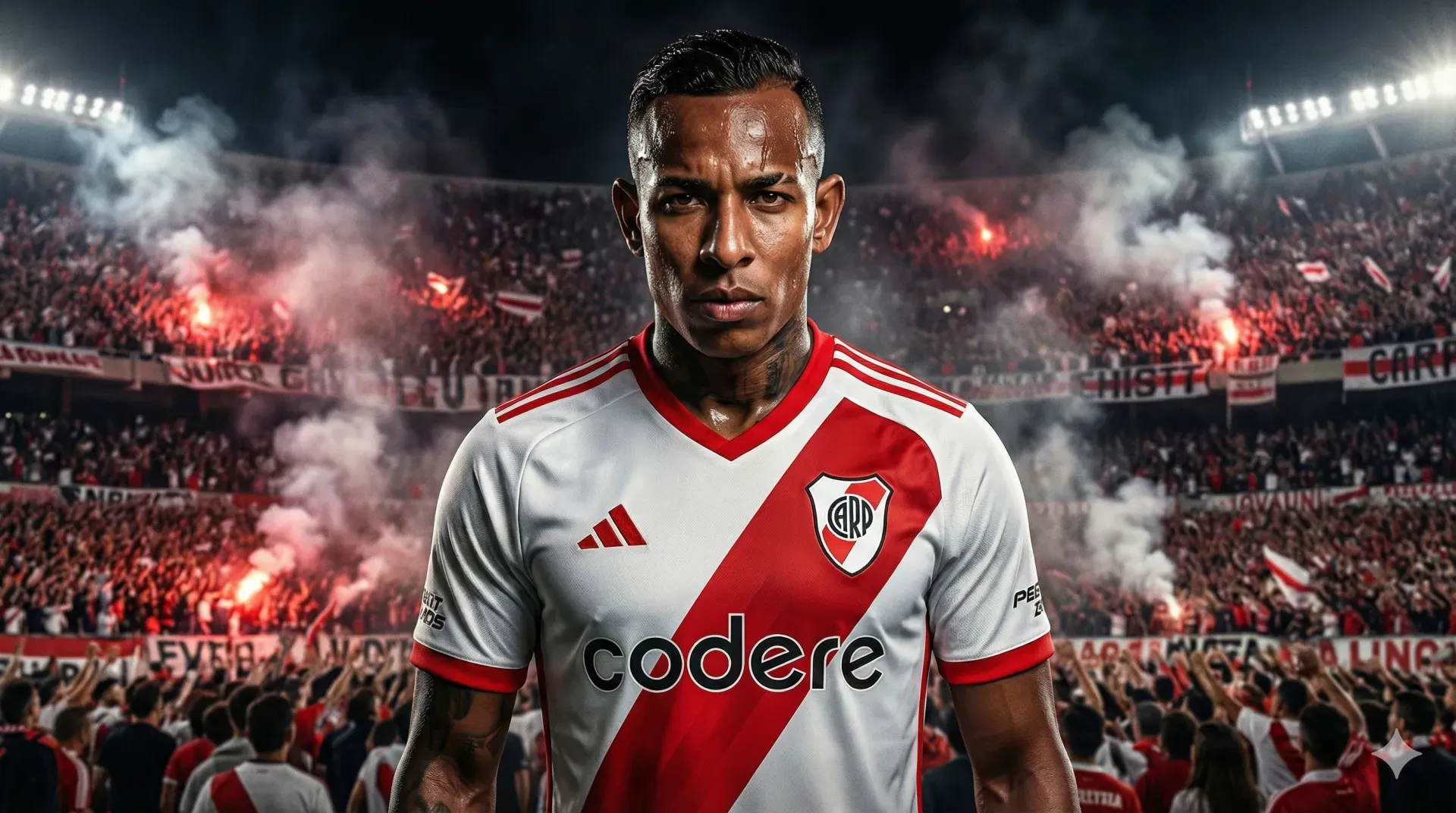 Sebastián Villa con la camiseta de River Plate. (Gemini IA)
