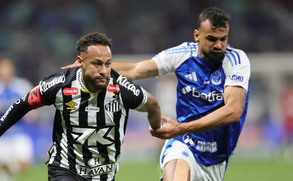 Neymar humilha Fabrício Bruno em lance de Cruzeiro x Santos e cena viraliza