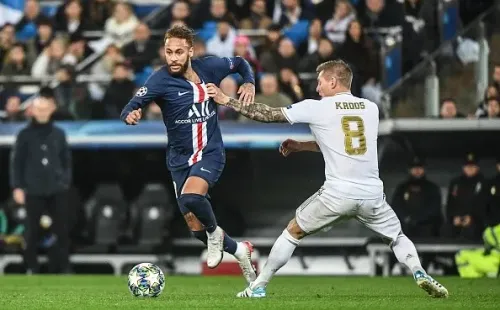 Neymar, atacante do PSG, no empate contra o Real Madrid pela Champions League em partida realizada no meio de semana