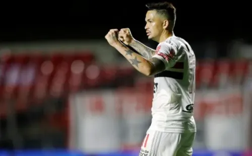 Luciano, do São Paulo, vibra com gol no Morumbi. Foto: Getty Images