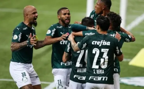 Comemoração do Palmeiras contra o Ceará, pelo Brasileirão. Foto: Getty Images