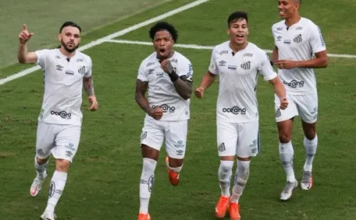 Comemoração de jogadores do Santos. Foto: Getty Images
