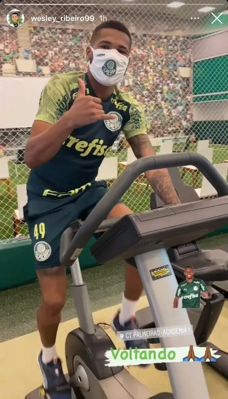Wesley está se recuperando de uma lesão mo menisco do joelho. Foto: Reprofução/Instagram