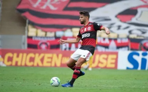 Pepê em ação contra o Santos — Foto: Alexandre Vidal / Flamengo
