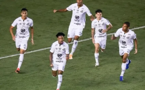 Comemoração de jogadores do Santos. Foto: Getty Images