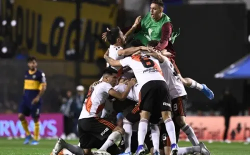Jogadores do River Plate durante comemoração. Foto: Getty Images