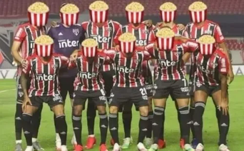 Meme classifica jogadores do São Paulo como pipoqueiros. Foto: Reprodução/Twitter