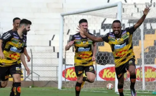 Novorizontino comemorando o acesso para a série C do Brasileirão. (Foto: Lucas Valério/Novorizontino) )