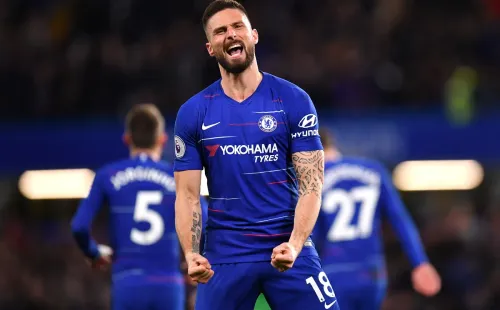 Giroud, do Chelsea, comemora gol. Foto: Getty Images