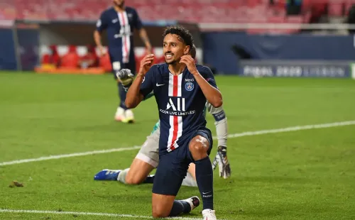 Comemoração de gol de Marquinhos, do PSG. Foto: Getty Images