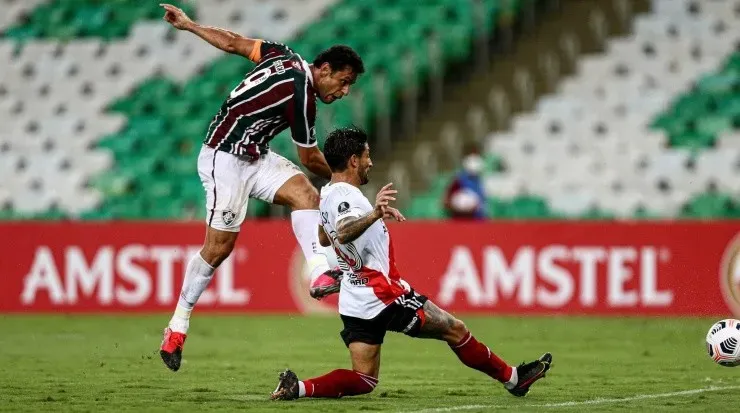 Após tabela com Cazares, Fred finaliza para vencer Armani e deixar tudo igual no Maracanã (FOTO: LUCAS MERÇON / FLUMINENSE F.C. / DIVULGAÇÃO)