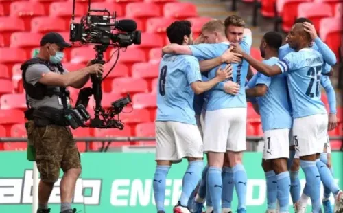 Comemoração de gol do Manchester City. Foto: Getty Images
