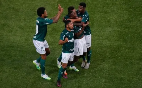 Comemoração de gol do Palmeiras. Foto: Getty Images