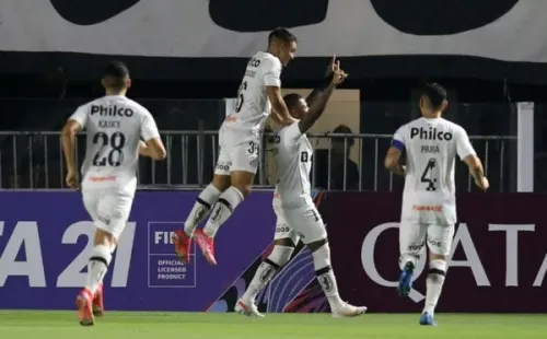 Comemoração de gol do Santos. Foto: Getty Images