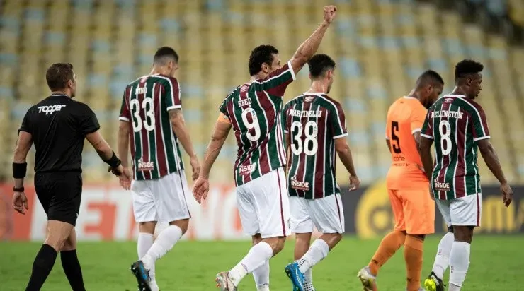 Jogadores do Fluminense comemoram gol pelo Cariocão (Foto: Jorge Rodrigues/AGIF)
