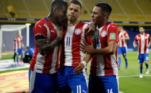 Comemoração de gol do Paraguai. Foto: Getty Images
